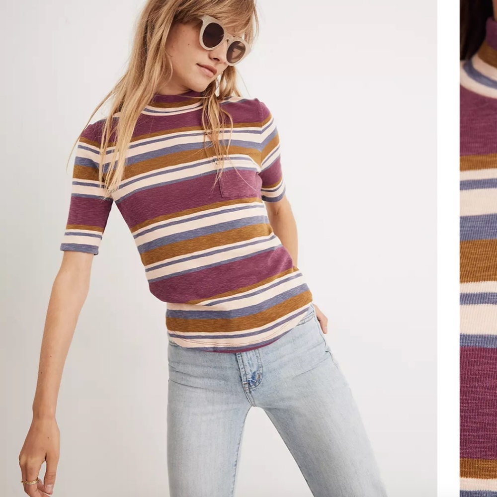 Madewell Mockneck Shirttail Tee in Stripe